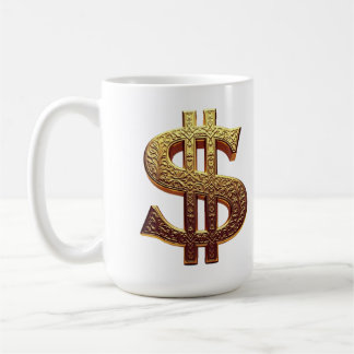 DE CAFÉ CANECA BRANCA CLÁSSICA -  CIFRÃO/TOM OURO