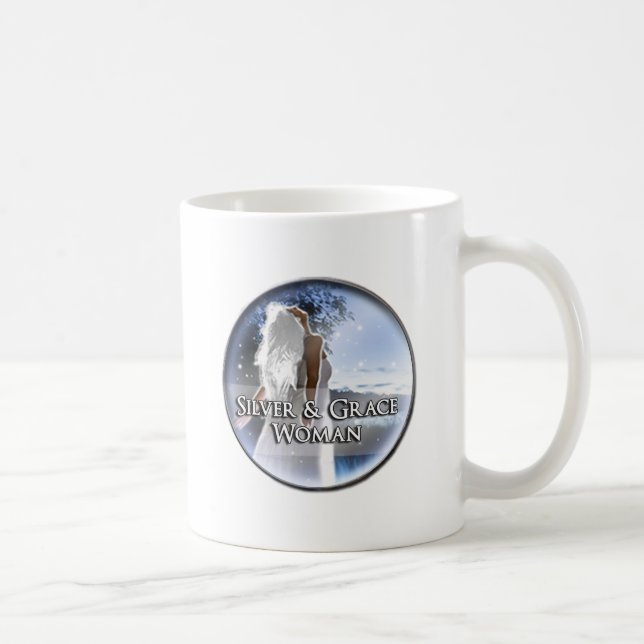 De Café Caneca branca clássica da prata & da mulher da (Direita)