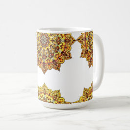 DE CAFÉ CANECA BRANCA CLÁSSICA - MANDALA TOM/OURO