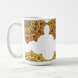 DE CAFÉ CANECA BRANCA CLÁSSICA - MANDALA TOM/OURO