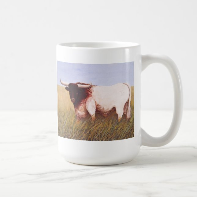 De Café caneca branca com Texas Longhorn (Direita)