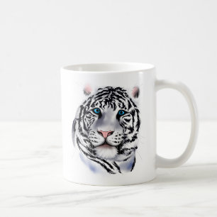 De Café Caneca branca da cara do tigre
