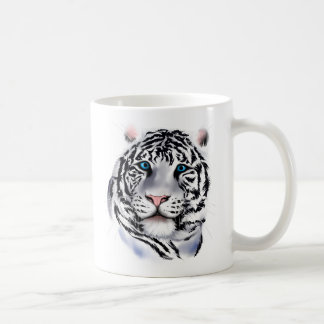 De Café Caneca branca da cara do tigre