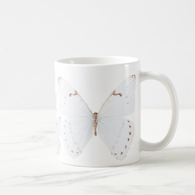 De Café Caneca branca pura das borboletas (Direita)
