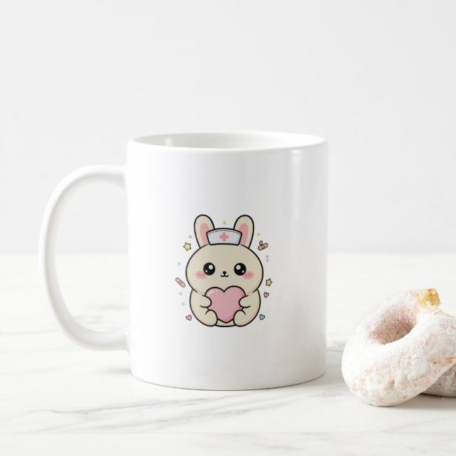 De Café Caneca Bunny Enfermeira Kawaii Fofa – Médica Paste (Com Donut)