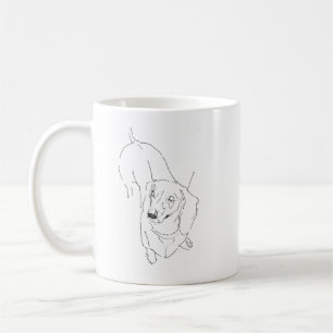 De Café Caneca Cachorro Salsicha Fofo – Arte Linear Cão Sa
