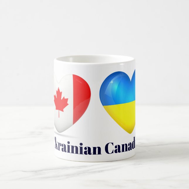 De Café Caneca canadense ucraniana do coração da bandeira (Centro)