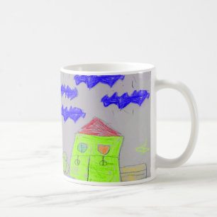 De Café Caneca Casa Rabiscada à Mão Divertida