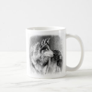 De Café Caneca cautelosa do lobo dos olhos