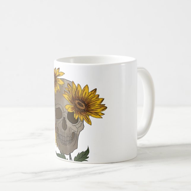 De Café Caneca caveira e girassóis (Frente Esquerda)
