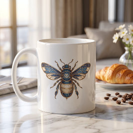 De Café Caneca Celestial Bee Dourado & Azul Linha Luxo Art