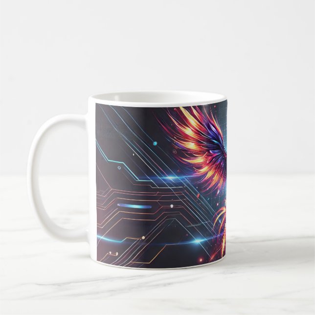De Café Caneca Cerâmica Phoenix - Futurística Vibrante (Esquerda)