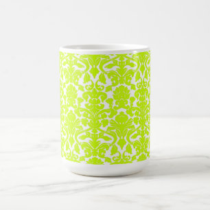 De Café Caneca Chartreuse floral ornamentado do damasco do