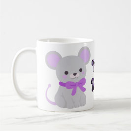De Café Caneca Cinza Sentada do Rato Fofo Kawaii com Laço