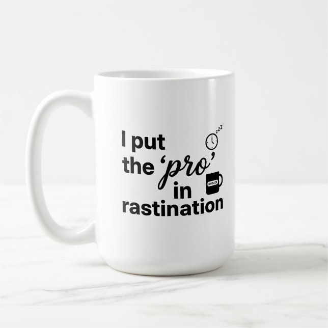 De Café Caneca Clássica 15 oz - Permaneça Produtivo com Hu (Esquerda)
