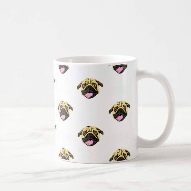 De Café Caneca Clássica 325 ml Estampa Pug Face White (Direita)