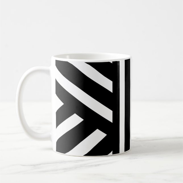 De Café Caneca Clássica Abstrata/Listras Preto e Branco (Esquerda)