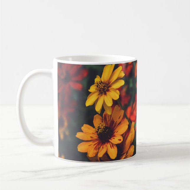 De Café Caneca Clássica Amarela Laranja Margarida Floral B (Esquerda)