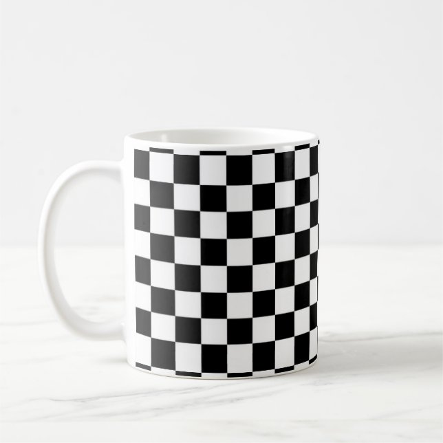 De Café Caneca clássica Checkered preto e branco (Esquerda)