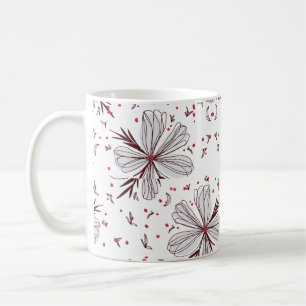 De Café Caneca Clássica com Ilustração Botânica Floral Mar