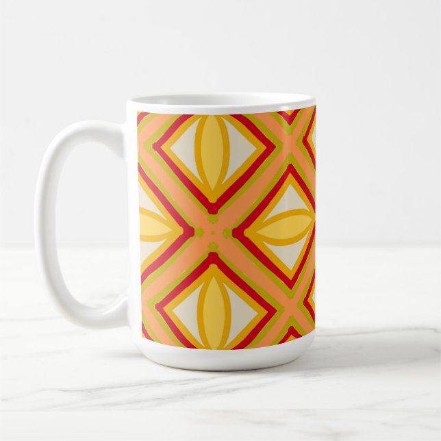 De Café Caneca Clássica com Padrão Geométrico Retro Vibran (Esquerda)