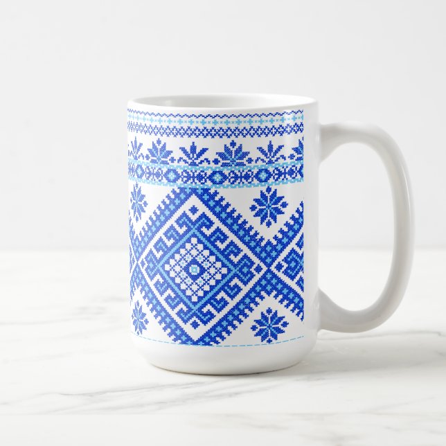 De Café Caneca Clássica Cruzeta Azul Ucraniana Azul (Direita)