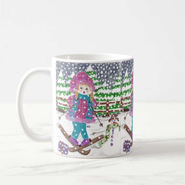 De Café Caneca clássica da menina do esqui com cacau (Esquerda)