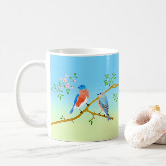 De Café Caneca Clássica do Pássaro Azul (Com Donut)