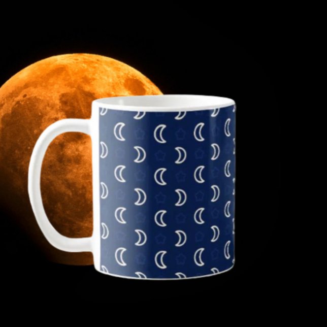 De Café Caneca Clássica Estrelas Celestiais e Lua – Azul M (Criador carregado)