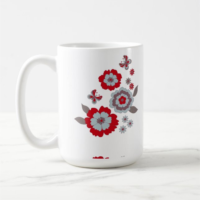 De Café Caneca Clássica Flor Chic Moderna Elegante (Esquerda)