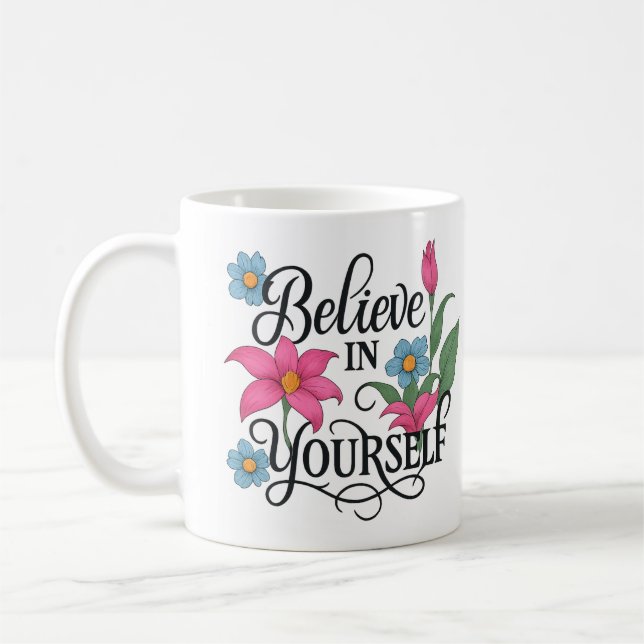 De Café Caneca Clássica Floral Inspiradora (Esquerda)