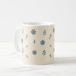 De Café Caneca Clássica Floral Verde Minimalista