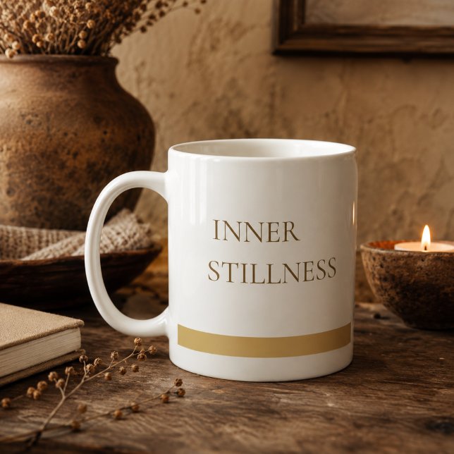 De Café Caneca Clássica Golden Inner Calm, 340 ml (Gold lettering and clean neutrals bring refined beauty to coffee breaks and quiet moments.)