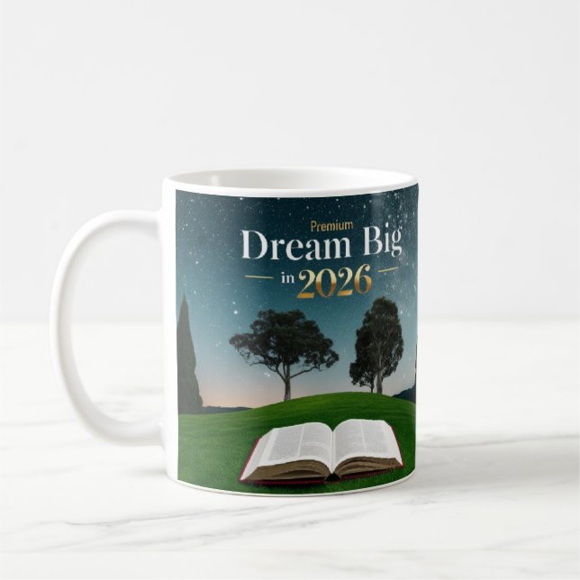 De Café Caneca Clássica Inspiradora "Sonhe Grande 2026" Có (Esquerda)