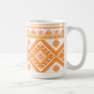 De Café Caneca Clássica Laranja Bordado Ucraniano Impressa