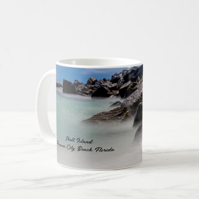 De Café Caneca Clássica Shell Island Rochas e Ondas (Frente Esquerda)