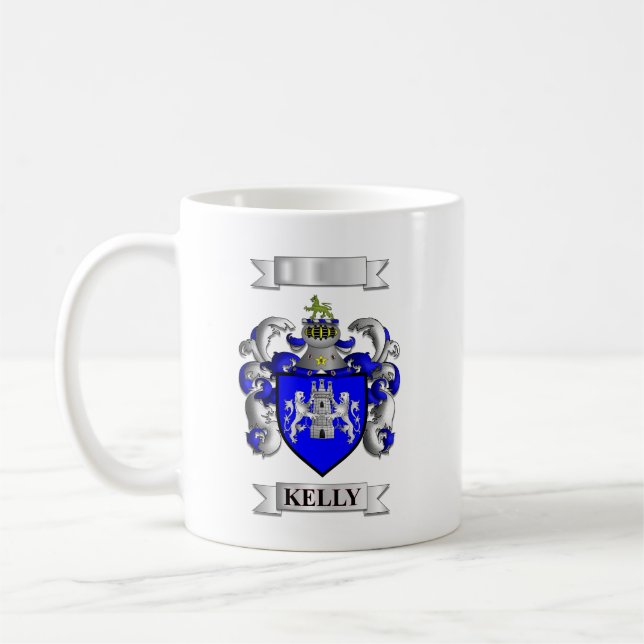 De Café Caneca Clássica Sobrenome Kelly e Escudo (Esquerda)