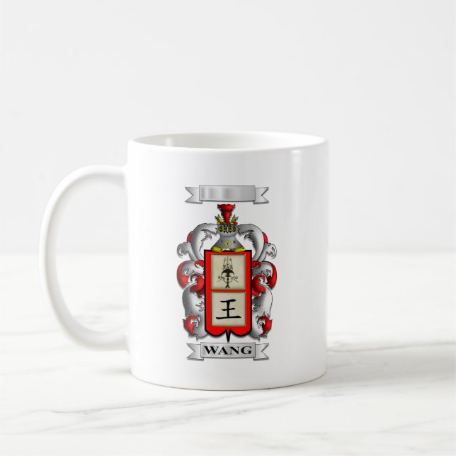 De Café Caneca Clássica Sobrenome Wang e Escudo (Esquerda)