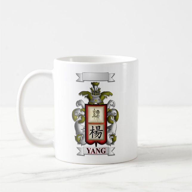 De Café Caneca Clássica Sobrenome Yang e Escudo (Esquerda)