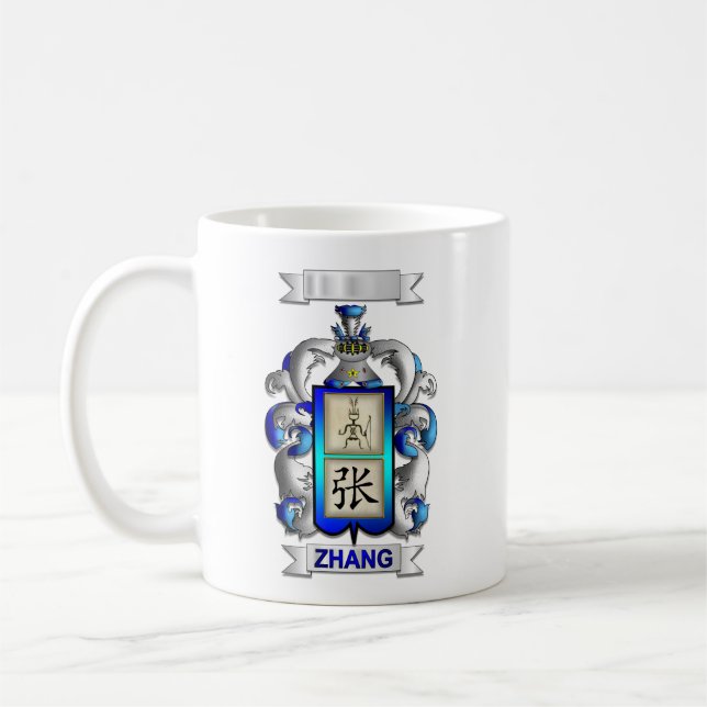 De Café Caneca Clássica Sobrenome Zhang e Escudo (Esquerda)