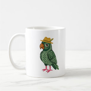 De Café Caneca Clássica Verde Floresta com Arara em Fedora