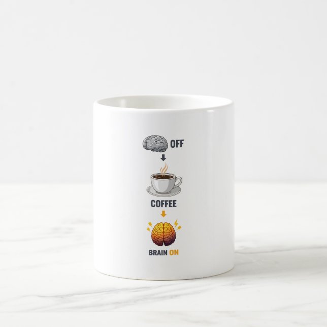 De Café Caneca Coffee Brain ON – Caneca engraçada para ama (Centro)