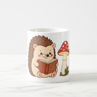 De Café Caneca Cogumelo Luminosoouriço Fofo Lendo