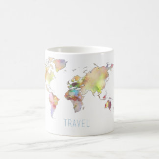 De Café Caneca colorida do mapa do mundo do viagem