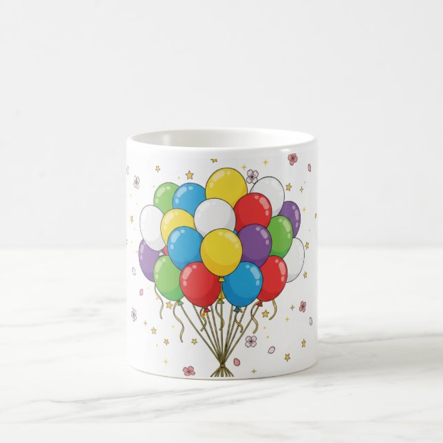 De Café Caneca com Balões Coloridos (Centro)