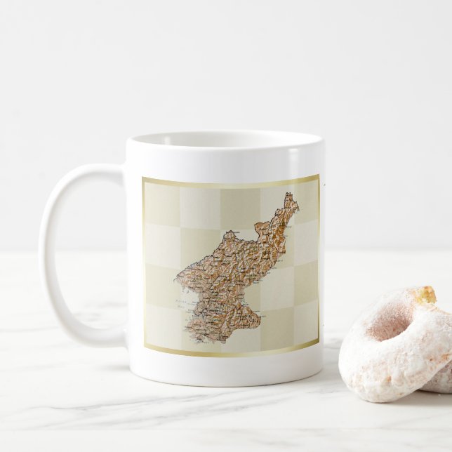 De Café Caneca com Bandeira da Coreia do Norte + Mapa (Com Donut)