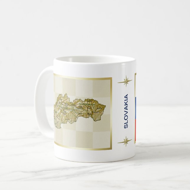De Café Caneca com Bandeira e Mapa da Eslováquia (Frente Esquerda)