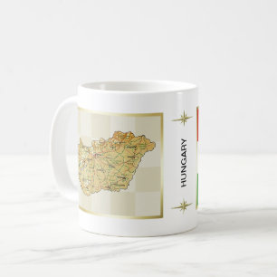 De Café Caneca com Bandeira e Mapa da Hungria