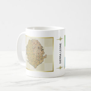 De Café Caneca com Bandeira e Mapa da Serra Leoa