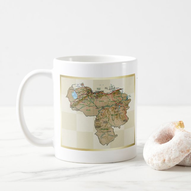 De Café Caneca com Bandeira e Mapa da Venezuela (Com Donut)